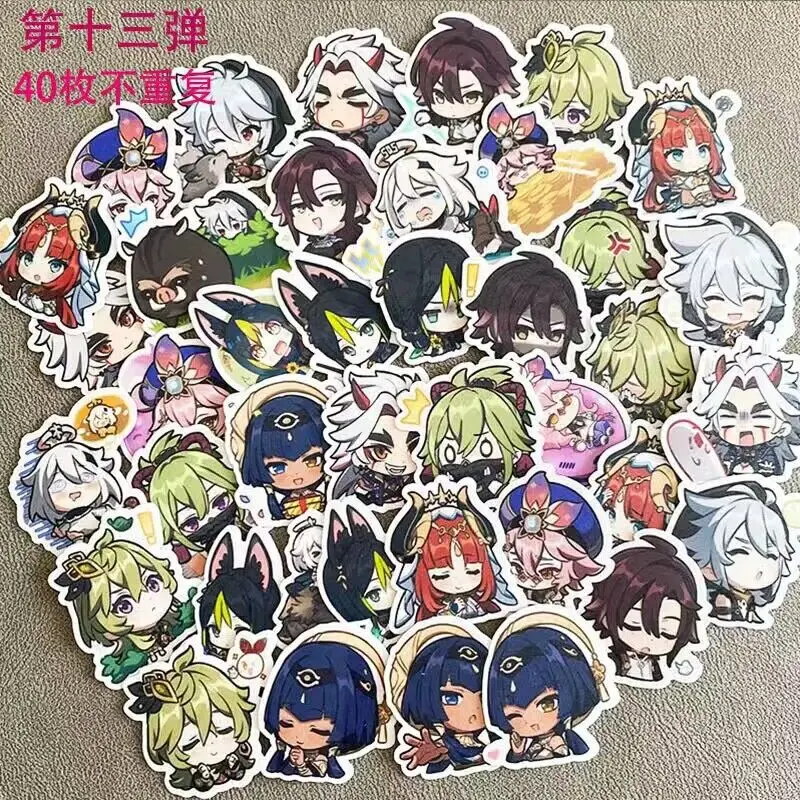 40 PCS Anime Genshin Impact Scaramouche Tighnari Cute Stickers Game Figure Label Sticker Phone Laptop Guitar Luggage Decoration