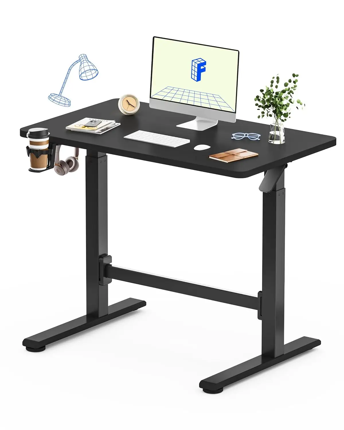Pneumatic Adjustable Mobile Standing Desk 40