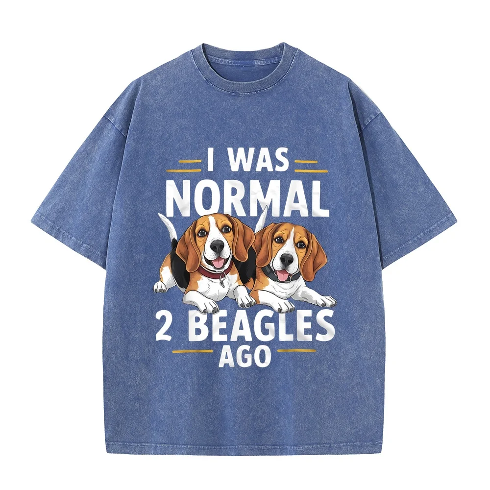 I Was Normal 2 Beagles Ago Funny Beagle T-Shirt Tops 반팔티 Autumn Big Size Daily Wear 100 Cotton Anniversary Graphic Tee Animal