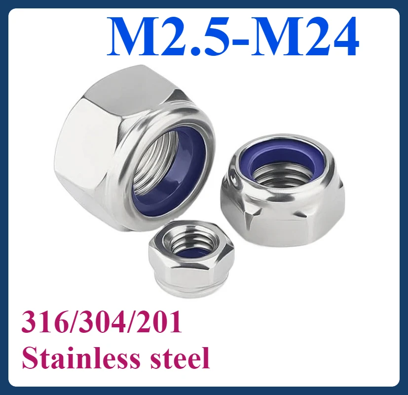

316/304/201 Stainless Steel Self-Locking anti-slip screw cap anti-loosening nut locking reverse hexagonal cap M2-M24
