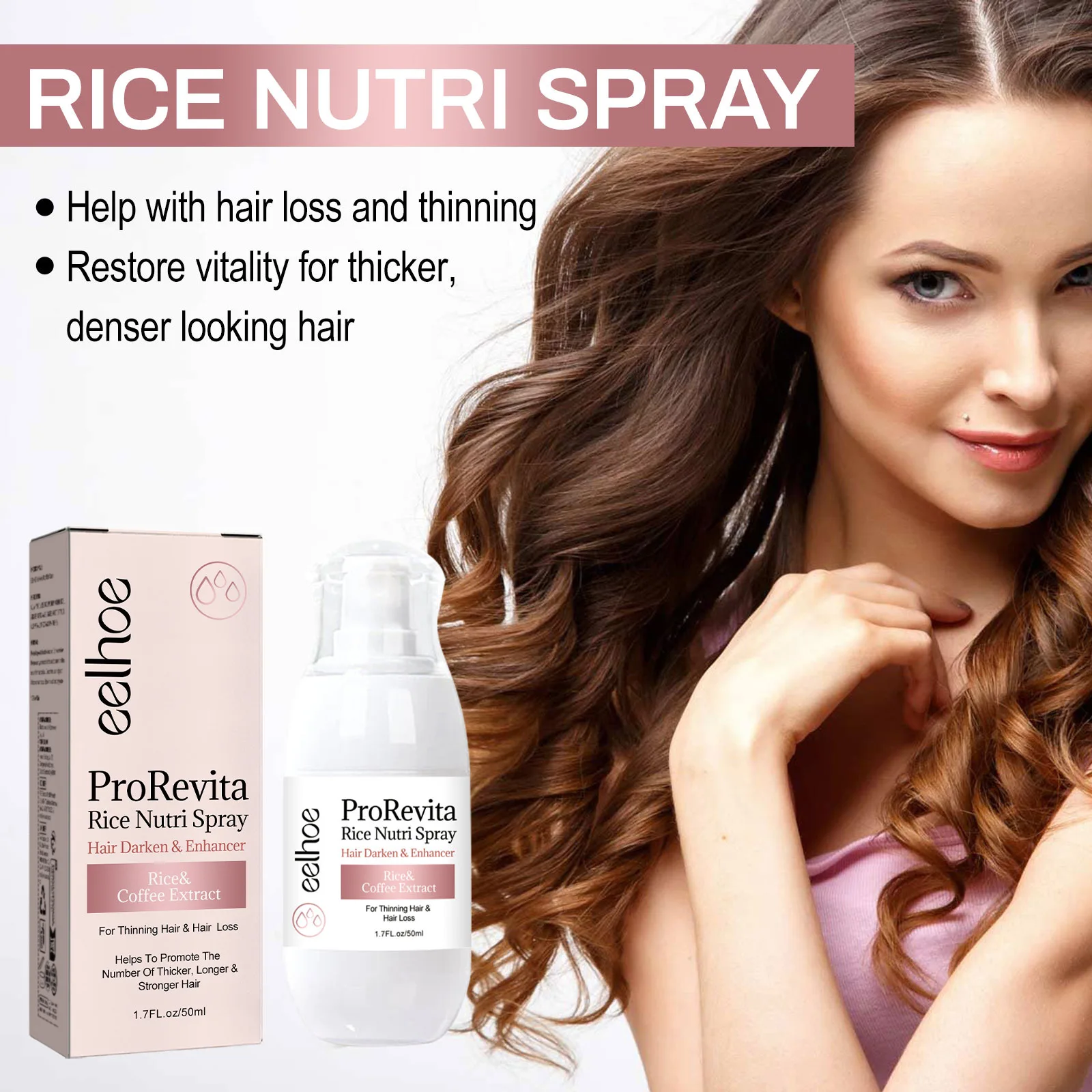 Spray Capilar de Agua de Arroz - con Biotina, Queratina, Cafeína y Romero, Suaviza el Cabello y Reduce los Enredos, Agrega Brillo al Cabello para Todo Tipo de Cabello