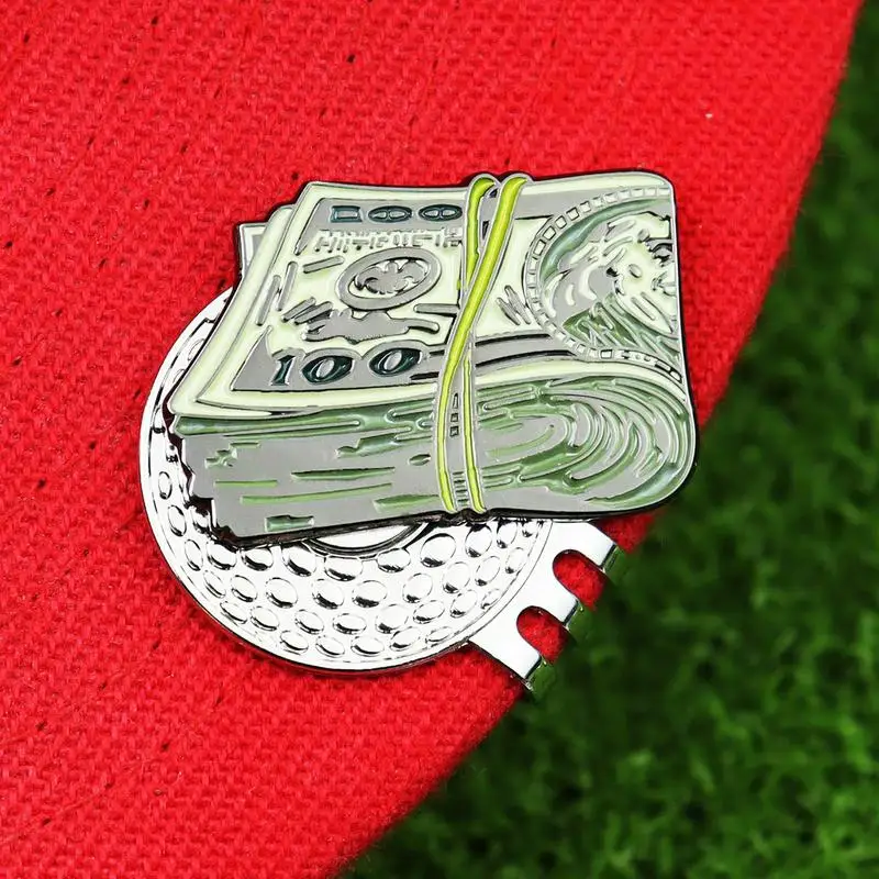 Dollar Bill Golf Ball Mark with Magnetic Golf Hat Clip Funny Golf Marker Training Aids Golf Accessories Gift For Golfers