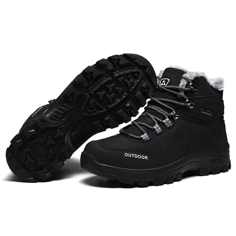 Men's outdoor hiking shoes waterproof wear mountain running travel high top plus velvet boots field hiking tactical boots