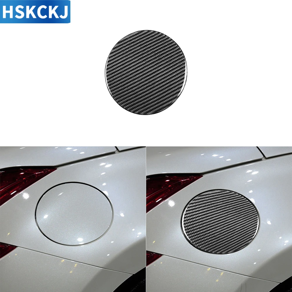 For Nissan 370Z Z34 2009-up Car Accessories Carbon Fiber Exterior Fuel Tank Cap Panel Cover Trim Sticker Modification