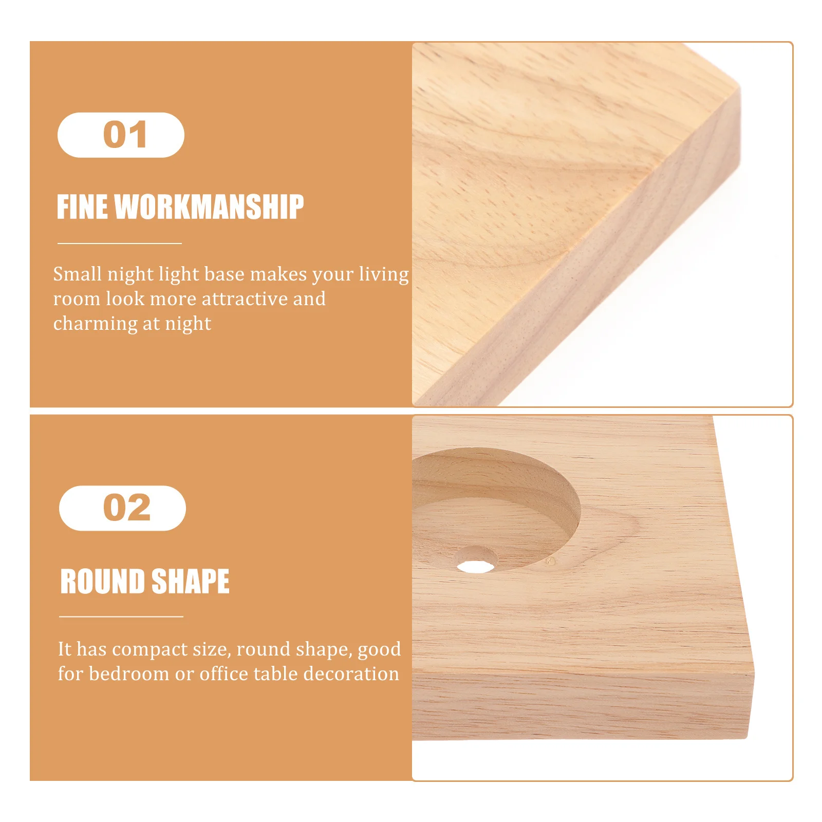 

2pcs Wooden Accessory Square Light Solid Wood Replacement Base Solid Supplies Wood Base Lamp Accessories For Lamp