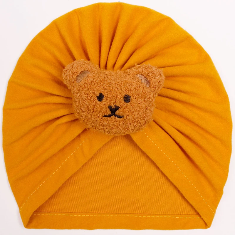 Sombrero de dibujos animados para niños, gorros protectores de oso, cálido, a prueba de viento, Color sólido, accesorios para bebés