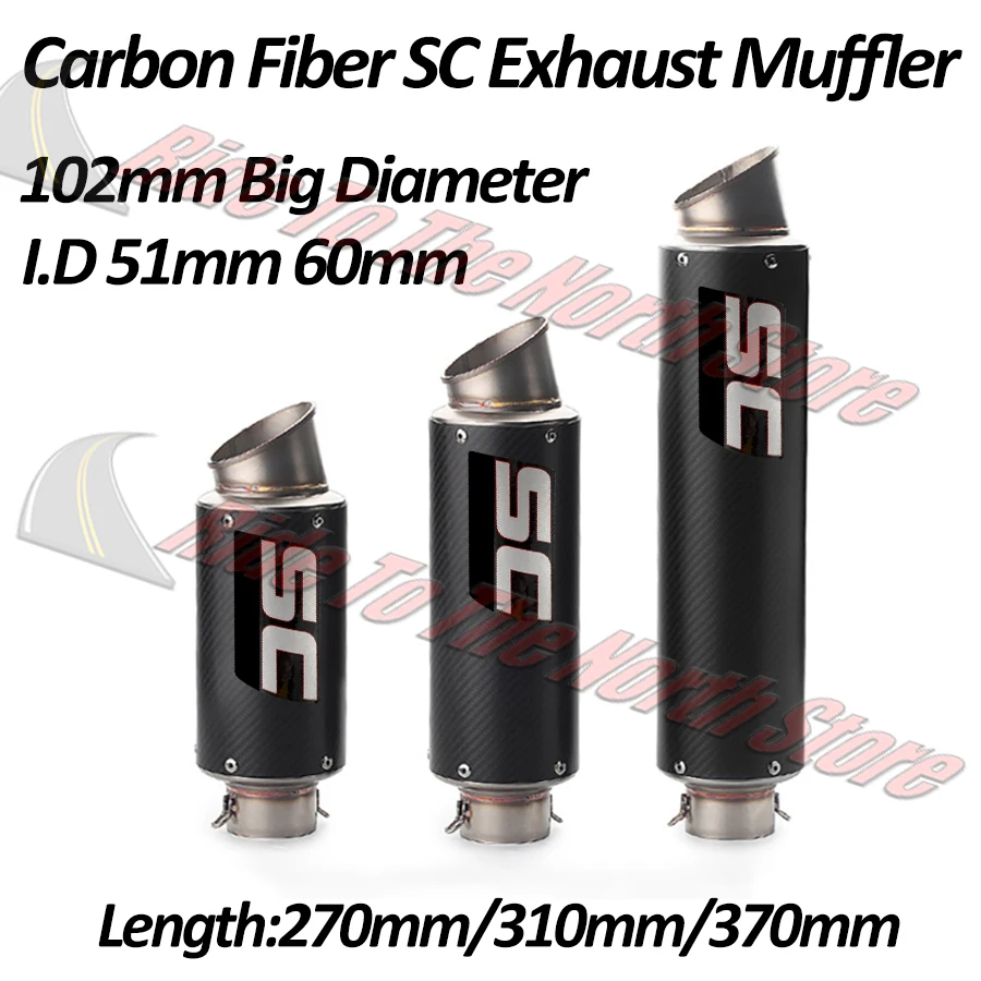 

51/60MM Large Caliber SC Exhaust For GSXR600/750/1000 GSX1300 CB400 CBR300/650/1000 NINJIA250/350 Z800/900 R6K6K8K9 S1000RR Etc