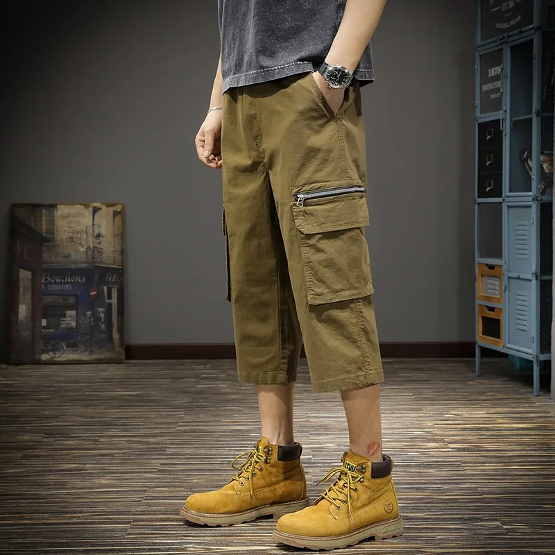 

Новые летние модные брендовые брюки в американском стиле ретро с 7 предметами, мужские свободные универсальные повседневные шорты большого размера с прямыми штанинами, короткие Homme