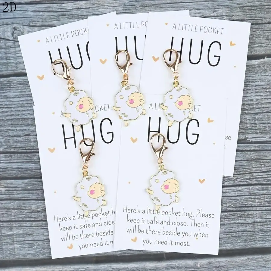 1/5/10/20/50/100pcs 2D Flat, /s 2D Cute Lamb Keychain, with Pocket Hug Card, a Caring Gift for Family and Friends, Suitable for