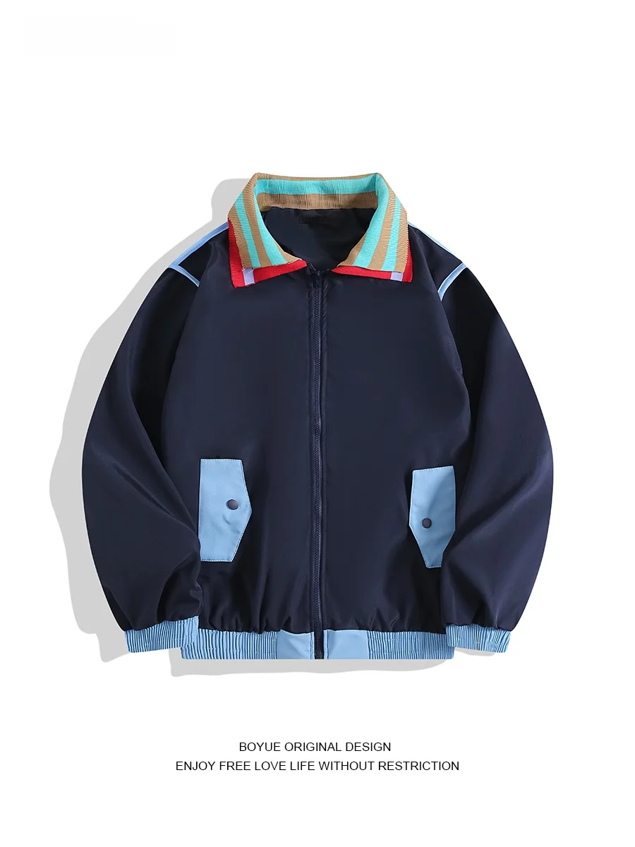 

Куртка Boyue с двойным воротником, в стиле пэчворк, уличная, контрастных цветов, для подростков, весна-осень-зима, модная верхняя одежда