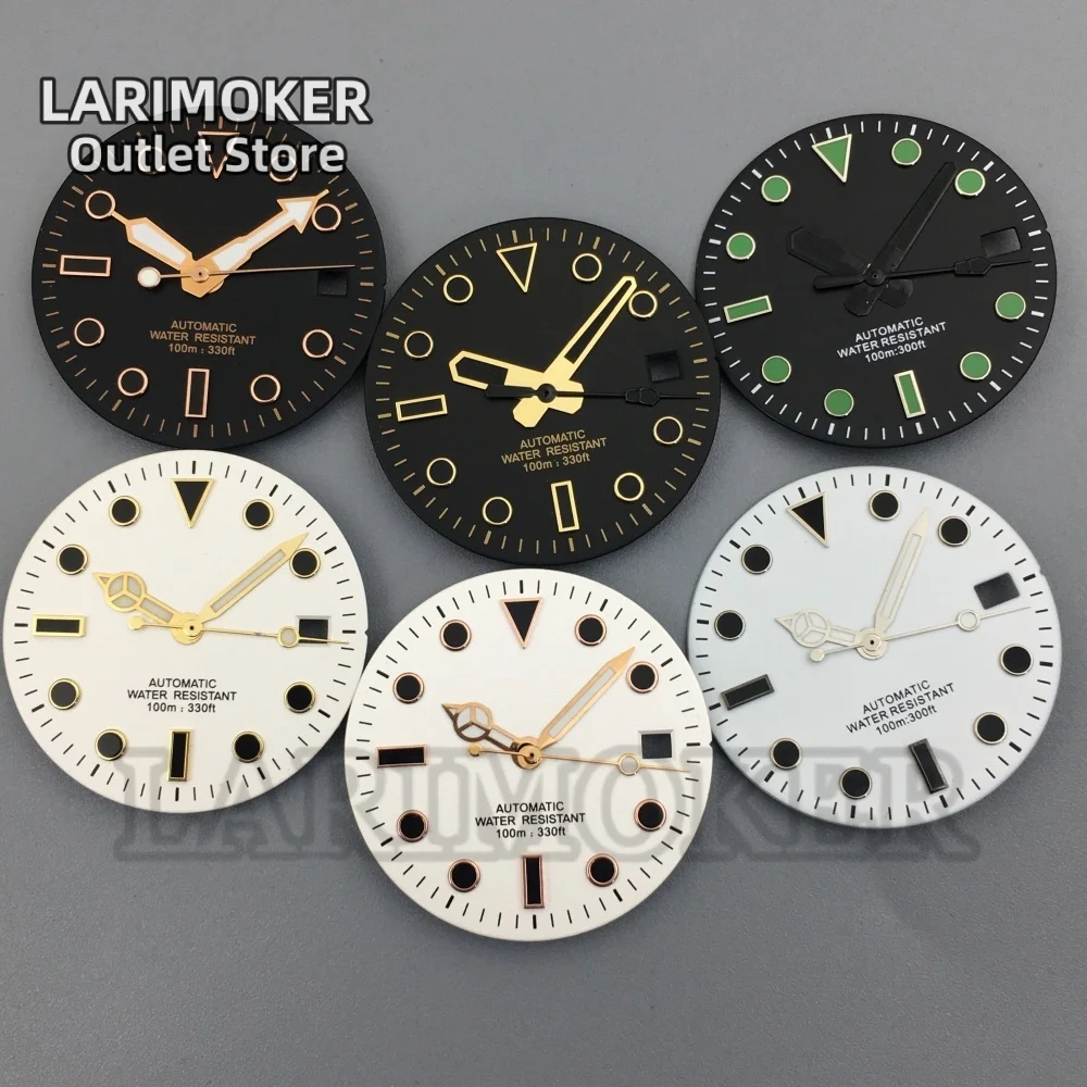 

LARIMOKER 29mm Sterile Black White Watch Dial With Watch Hands For NH35 PT5000 Automatic Movement Accessories