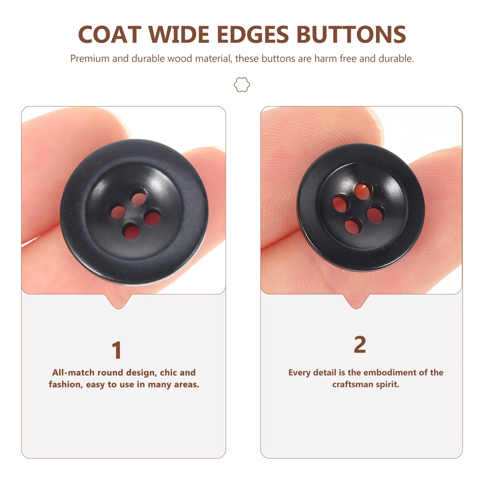 

20Pcs Four Hole Sewing Buttons Natural Wood Material Round Style for Coats Shirts Jeans DIY Clothing Renovation