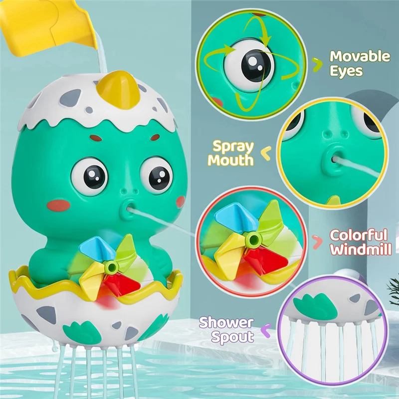 AS96-Set Mandi Seluncuran Air Dinosaurus untuk Balita, Jalur DIY dengan Bola untuk Kesenangan Bak Mandi, Hadiah Ideal untuk Anak Laki-laki dan Perempuan,