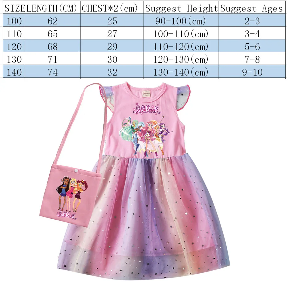 LoliRock Kids Summer Loli Rock Dress Baby Girls Cute Lace Princess Dress Toddler Girls Birthday Party Dresses with Bag