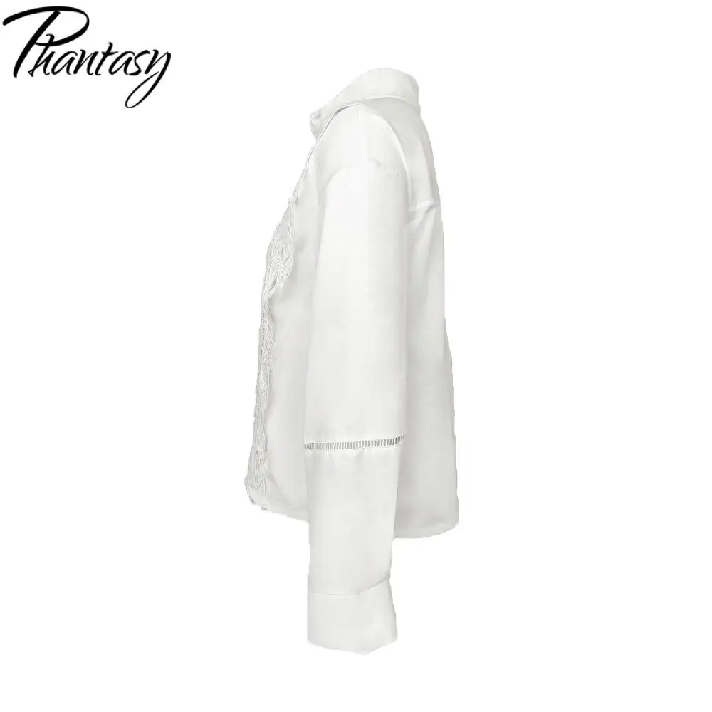 Phantasy Französisch Weiß Hohl Gesticktes Einfaches Hemd Damen Herbst Neue Lose Elegante Kleine Hemd Top Damen Tägliche Kleidung