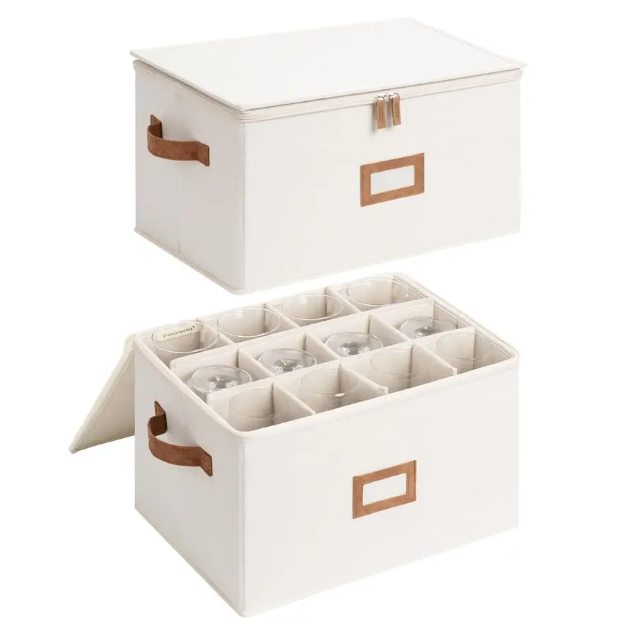 

Stemware Storage Cases, Hard Shell Wine Glass Storage Box with Dividers for Glassware, Crystal, and China Holds 12 Standard Size