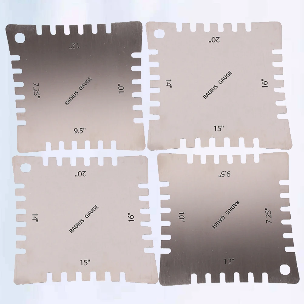 

4pcs Radius Gauge Set High Precision Metal Measuring Tools Fingerboard Bridge Curvature Detection Durable Rustproof Portable