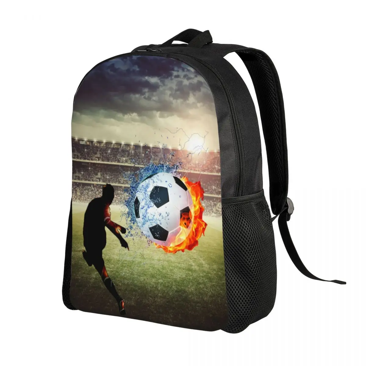 Custom Soccer Balls Lover Football Backpack for Men Women School College Student Bookbag Fits 15 Inch Laptop Sports Gift Bags