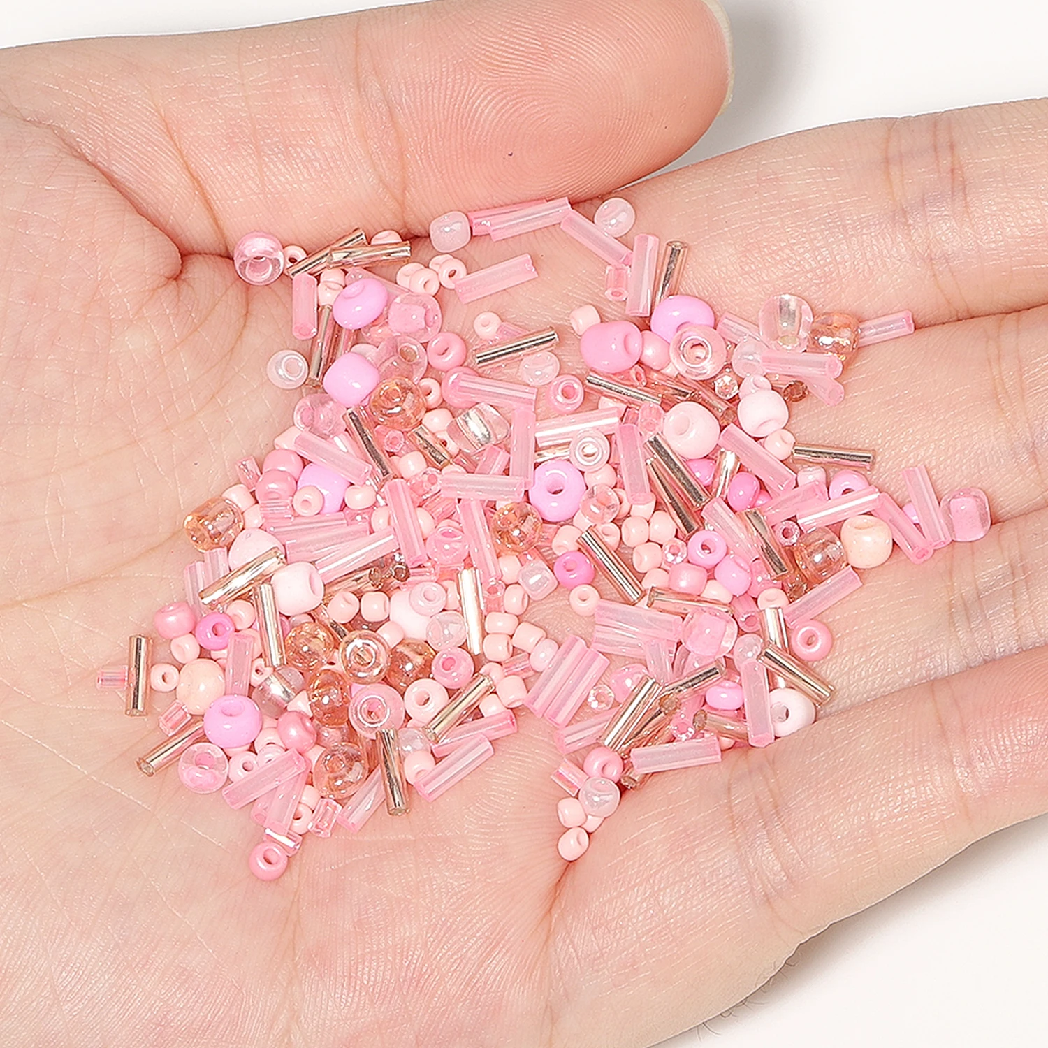 700Pcs/box Pink Color Japanese Seed Beads Mixed Delica Round Glass Beads Multi-shapes Twist Bugle Tube For Clothing Accessory