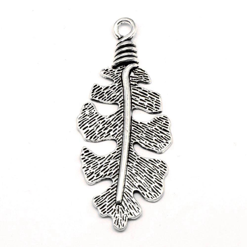 Leaves Feathers Pendants Jewellery Making Pendants Craft Supplies Jewels For Crafts 28x66mm 2pcs Antique Silver Color