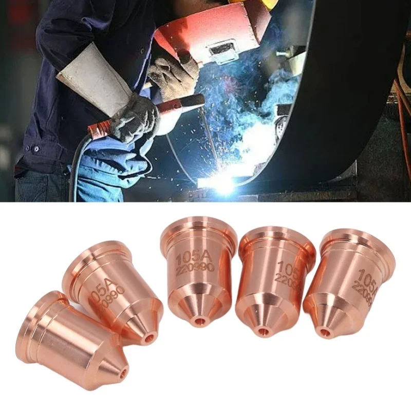 

C5 5pcs Plasma Accessories 105A Electrode 220990 Nozzle Protective Cap Tip Brass Plasma Cutting Torch Nozzle Tips Consumables