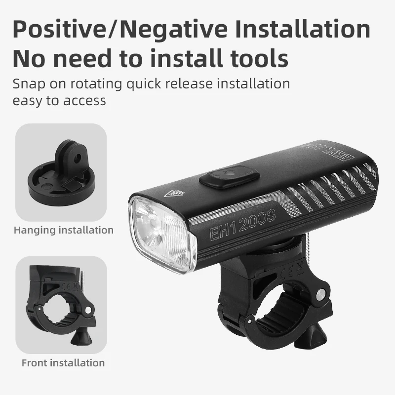 ESLNF ضوء الاستشعار الدراجة الخفيفة ركوب 1200 التجويف الطريق الجبهة ضوء مقاوم للماء طويل التحمل ليلة دراجة المصباح إضاءة دراجة هوائية