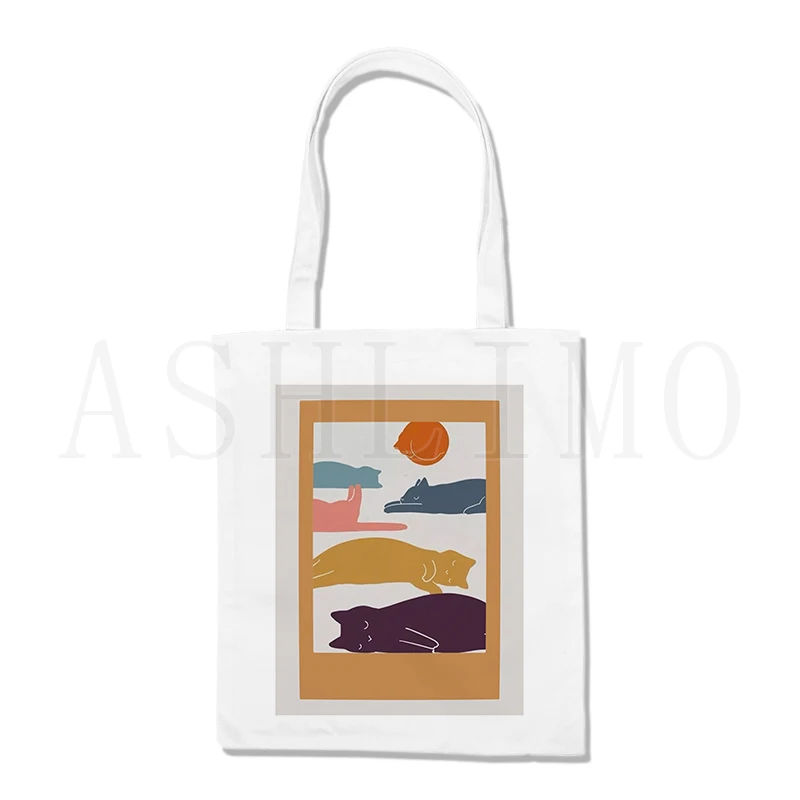 Cat Art torba na zakupy Bolsa Compra Plegable torba z juty Bolsa Shopper Bolso torebka na zakupy torba Tote wielokrotnego użytku netto Ecobag Cabas