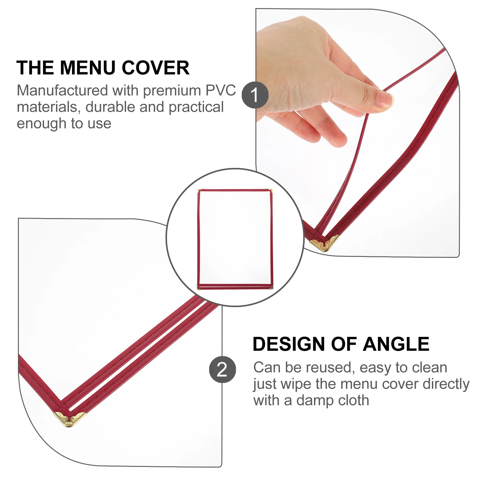 

2pcs Pvc Menu Cover Transparent Reusable Waterproof Holder For Restaurant Bar Hotel Menu Protector Coffee Shop