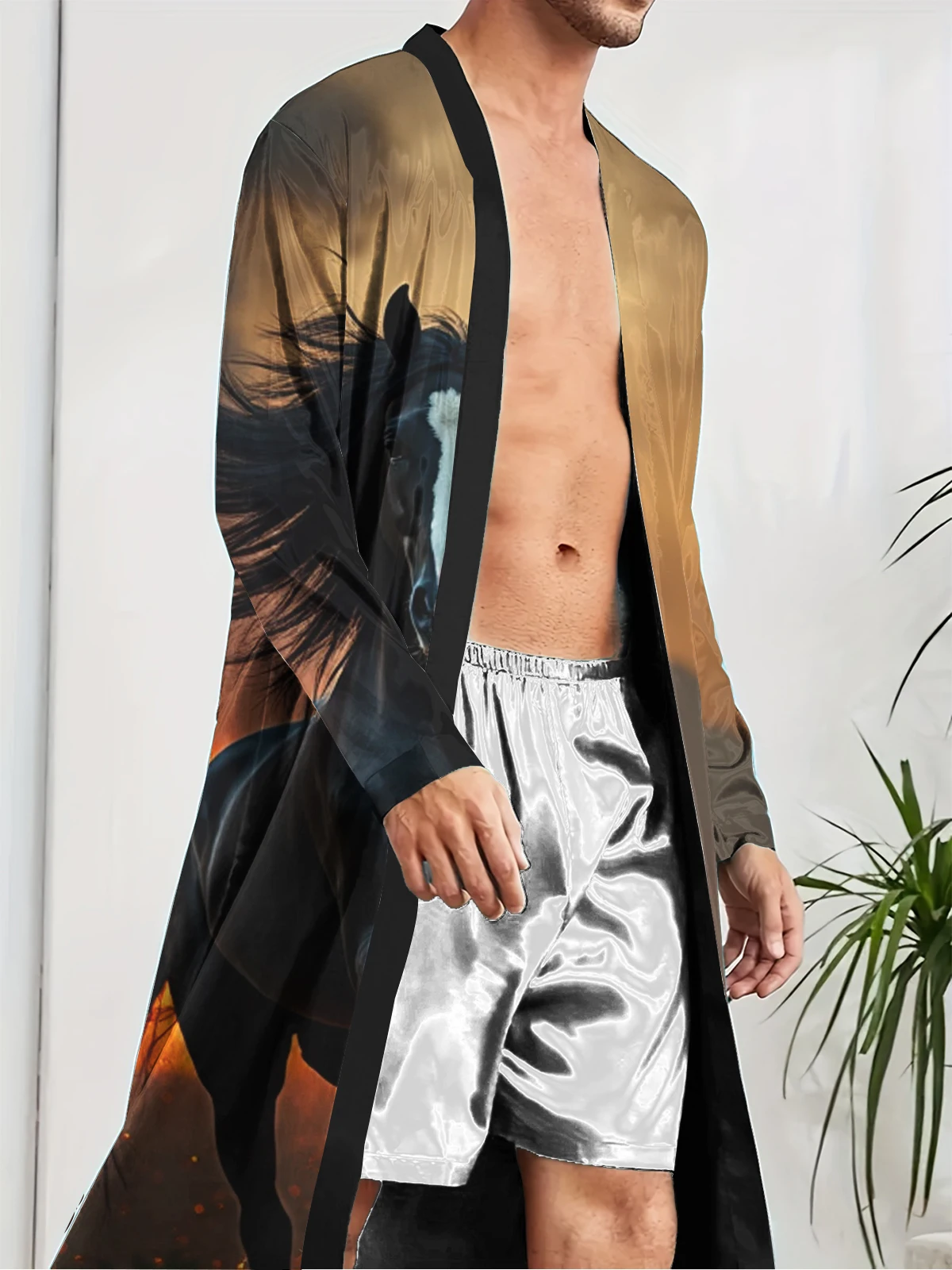 1pcs Men's Robes 2026 Spring/Summer Bathrobe man 3D Printed Funny pajamas Breathable Sleepwear Men's bathrobe Graphic Bathrobe