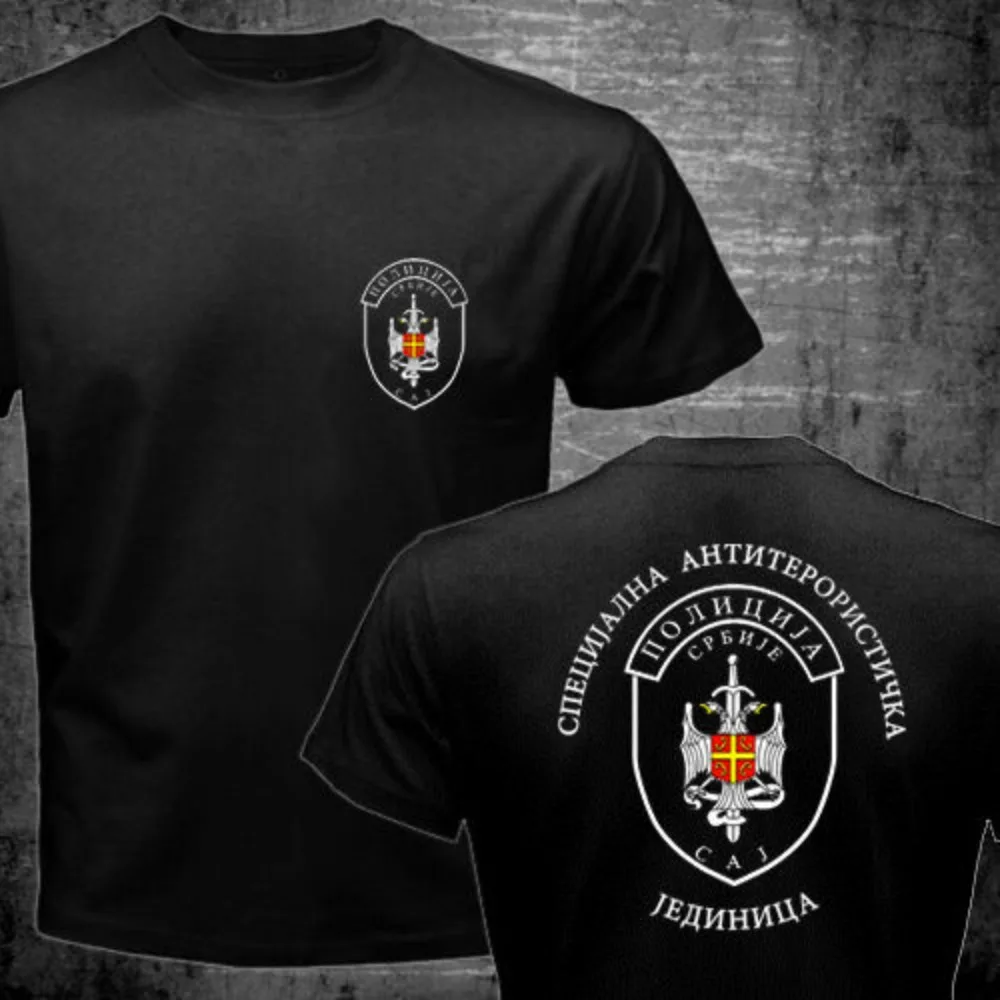 Serbia Special Forces Anti Terroris Unit CAJ T-shirt Short Sleeve Casual 100% Cotton Shirt