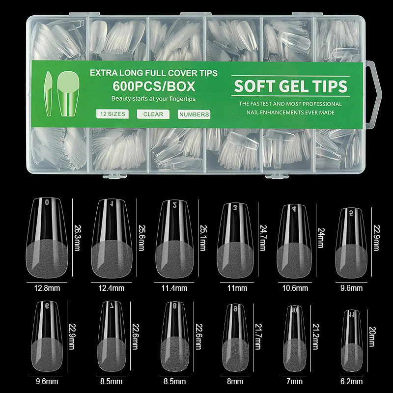 240 600 قطعة نعش قصير مسمار نصائح نصف ماتي غطاء كامل لينة هلام واضح الاكريليك نصائح كاذبة نعش على شكل مانيكير #2