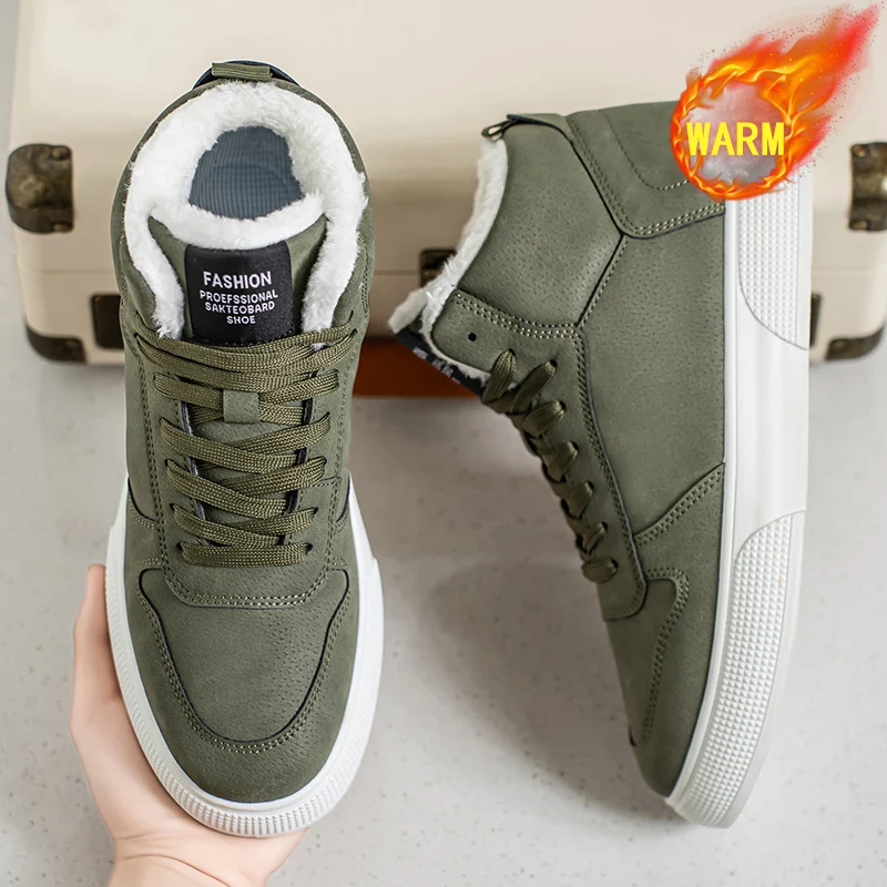 Winter Men's Casual Sports Shoes Thickened Warm Snow Ankel Boots Large Sizes 39-48 Male Leisure Walking Shoes Versatile Sneakers
