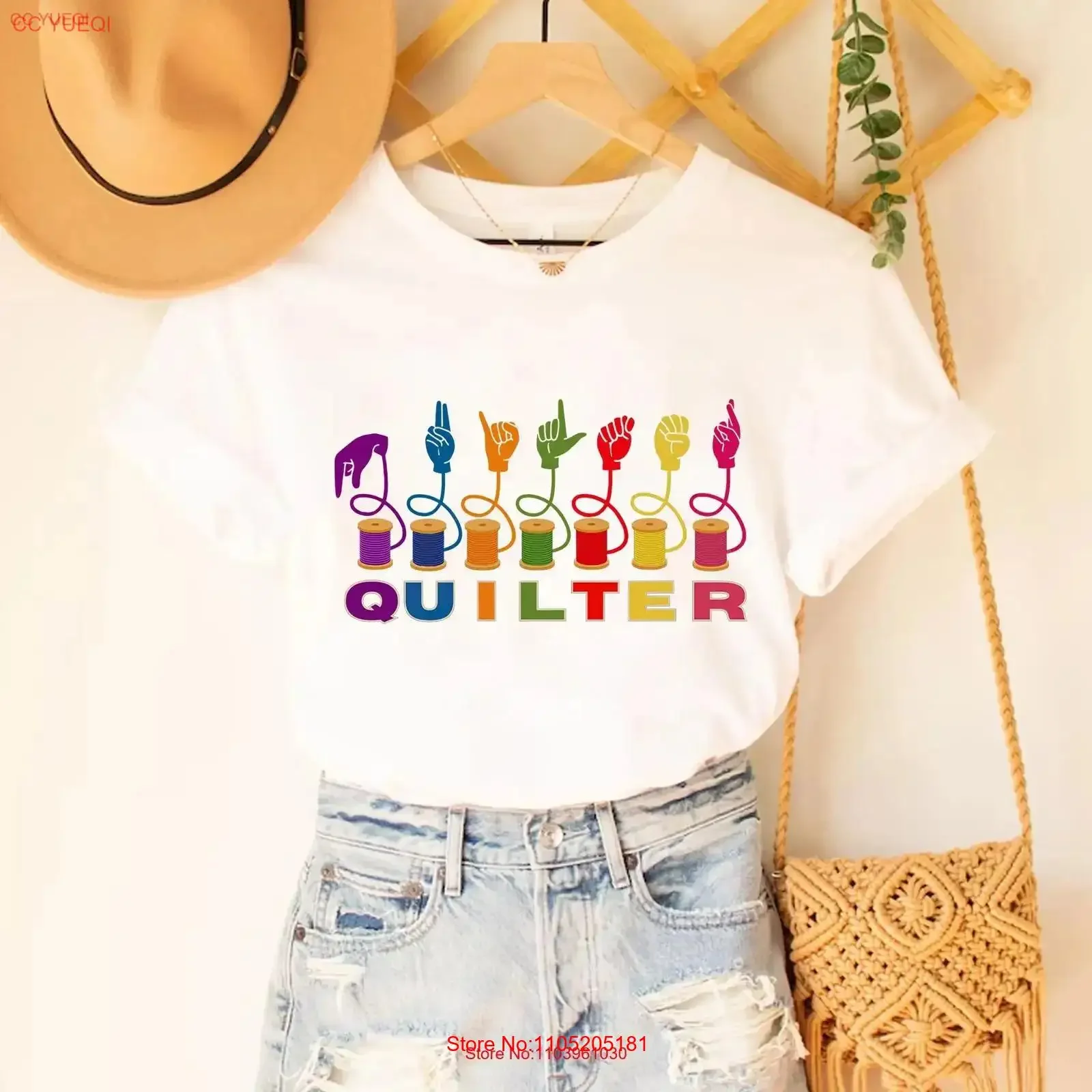 Quilter Sign Language T Shirt Colorful Sewing Unique for Quilters and Enthusiasts vintage Washed Casual Breathable Comfortable
