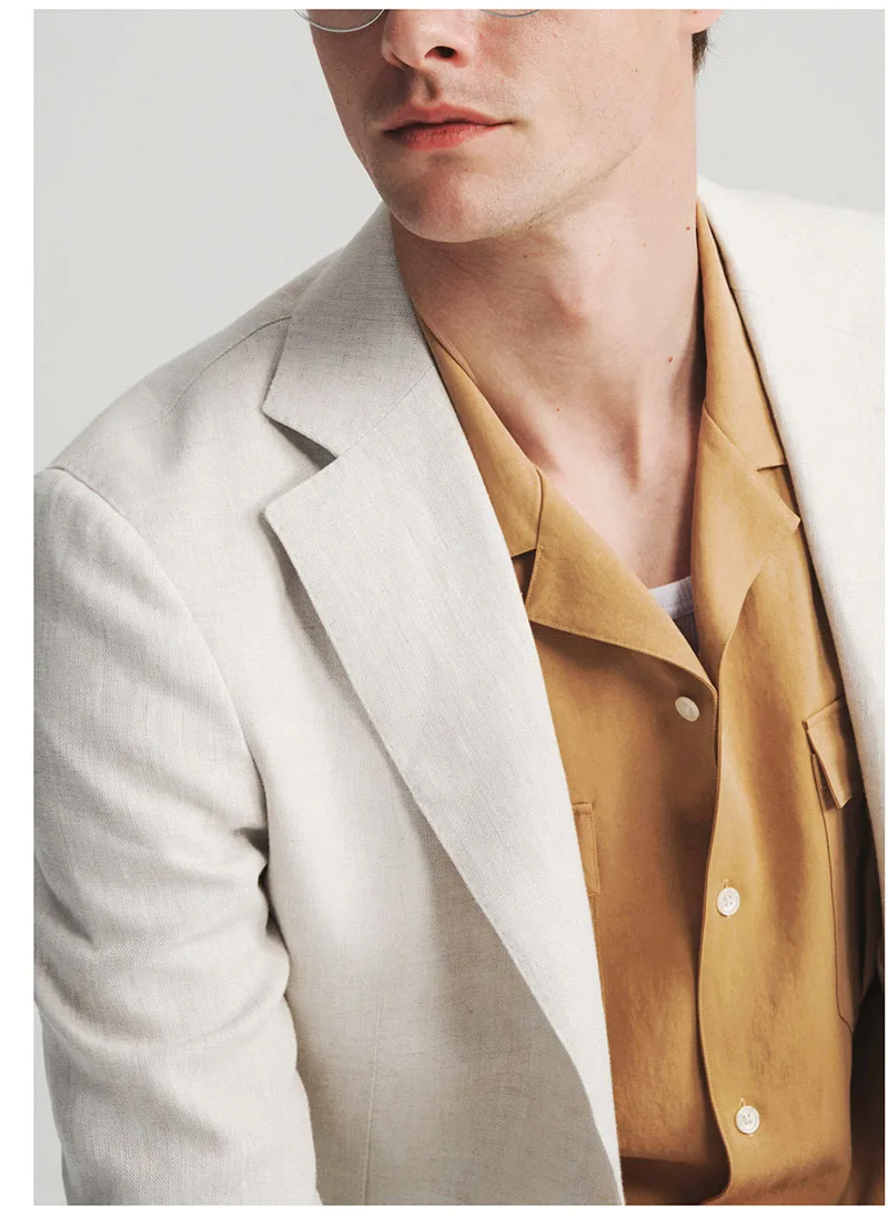 High-end Natural Linen Men's Suit - Lightweight Comfortable, Suitable for Both Business Casual Wear. Breathable Sweat-absorbent