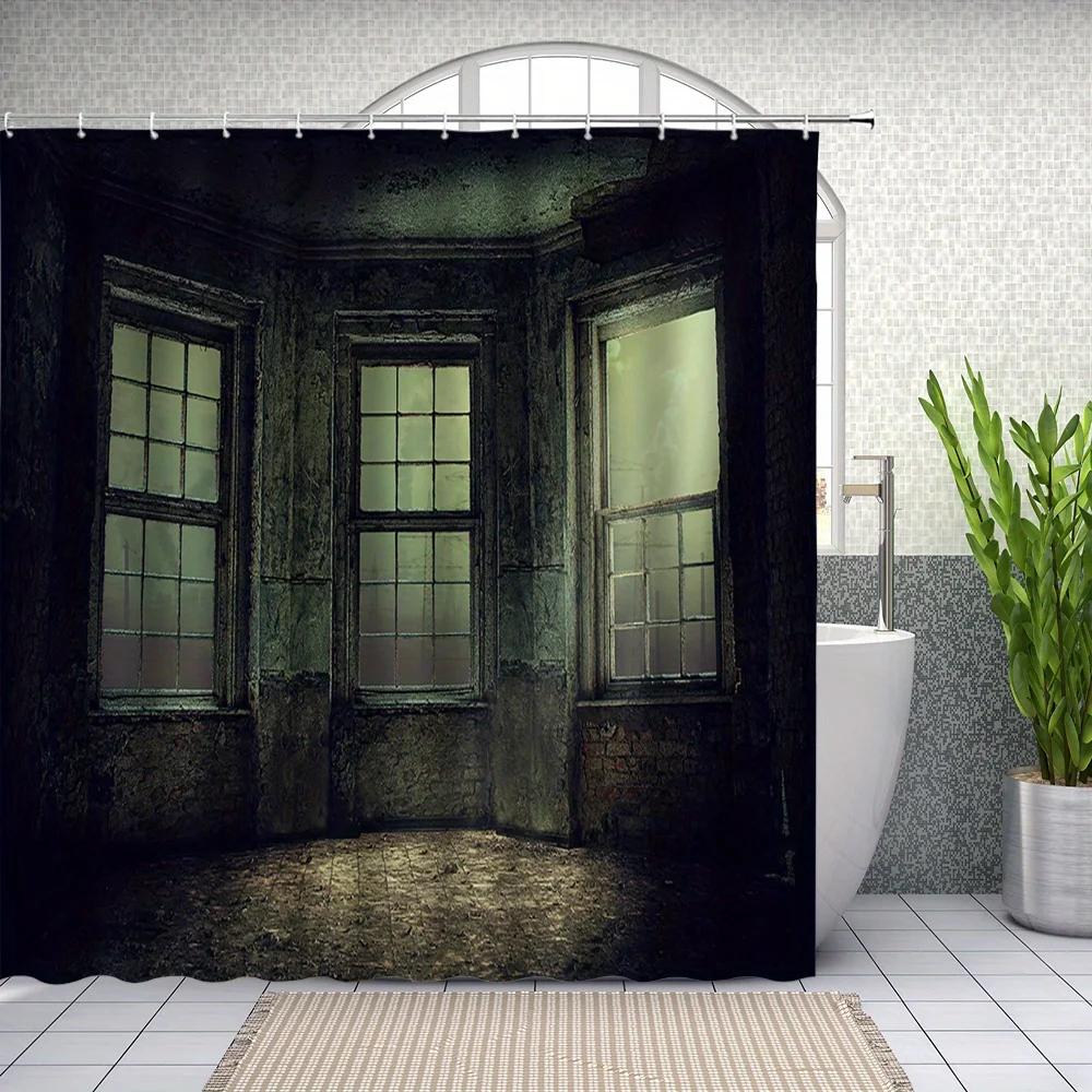 Luxury Gothic Window Shower Curtain Polyester Liner Dark Vintage Industrial Bathroom Decor Steampunk Style Curtain - view 4