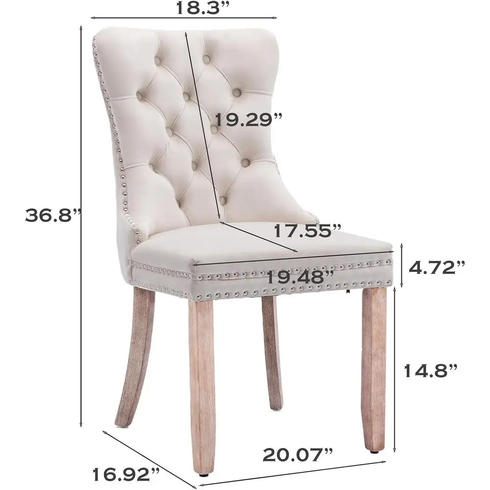 Velvet Dining Chairs Set o 6, Tall Back Side Chair, ern Upholstered High-end Tuted Side Chair with Button Back Ring, Solid Wood