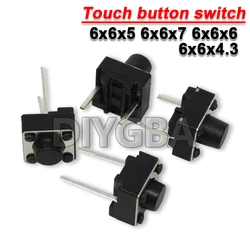 100PCS/LOT Tactile Push Button Switch 6X6X5 6X6X7 6X6X6 6x6x4.3 2Pin Micro Switch 6*6* 4.3mm 5mm 6mm 7mm Power Switch Button