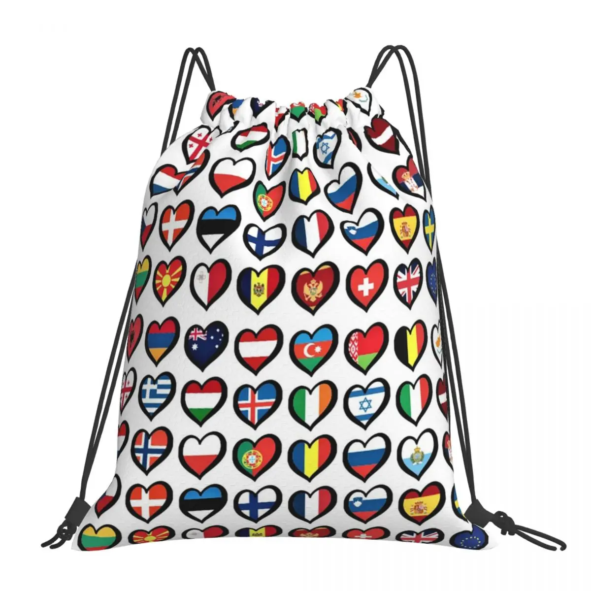 

Флаги конкурса песни Евровидение, рюкзаки с сердечками ESC, многофункциональные сумки на шнурке, сумка для обуви, сумки для книг для мужчин, женщин, студентов