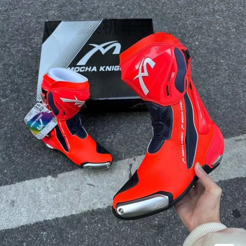 

BENKIA SH109 Mocha Motorcycle Boots CE Certification Professional Track Riding Botas Double-Layer waterproof Competition Boots