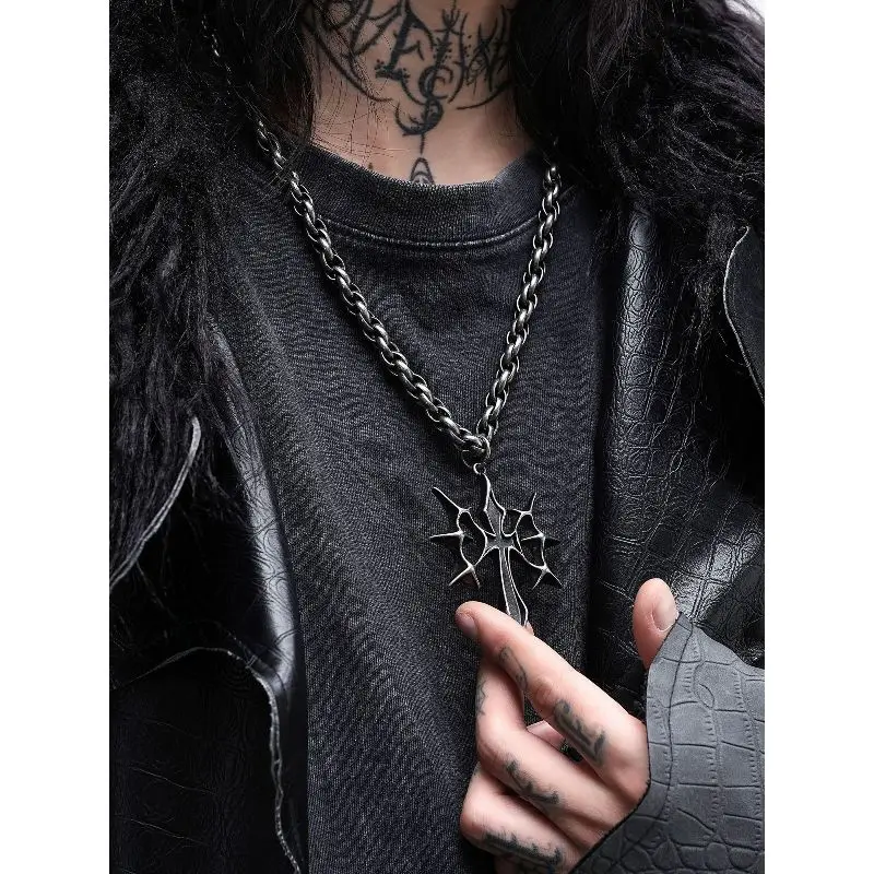 Outdoor Portable EDC Creative Gothic Punk Cross Necklace Tool