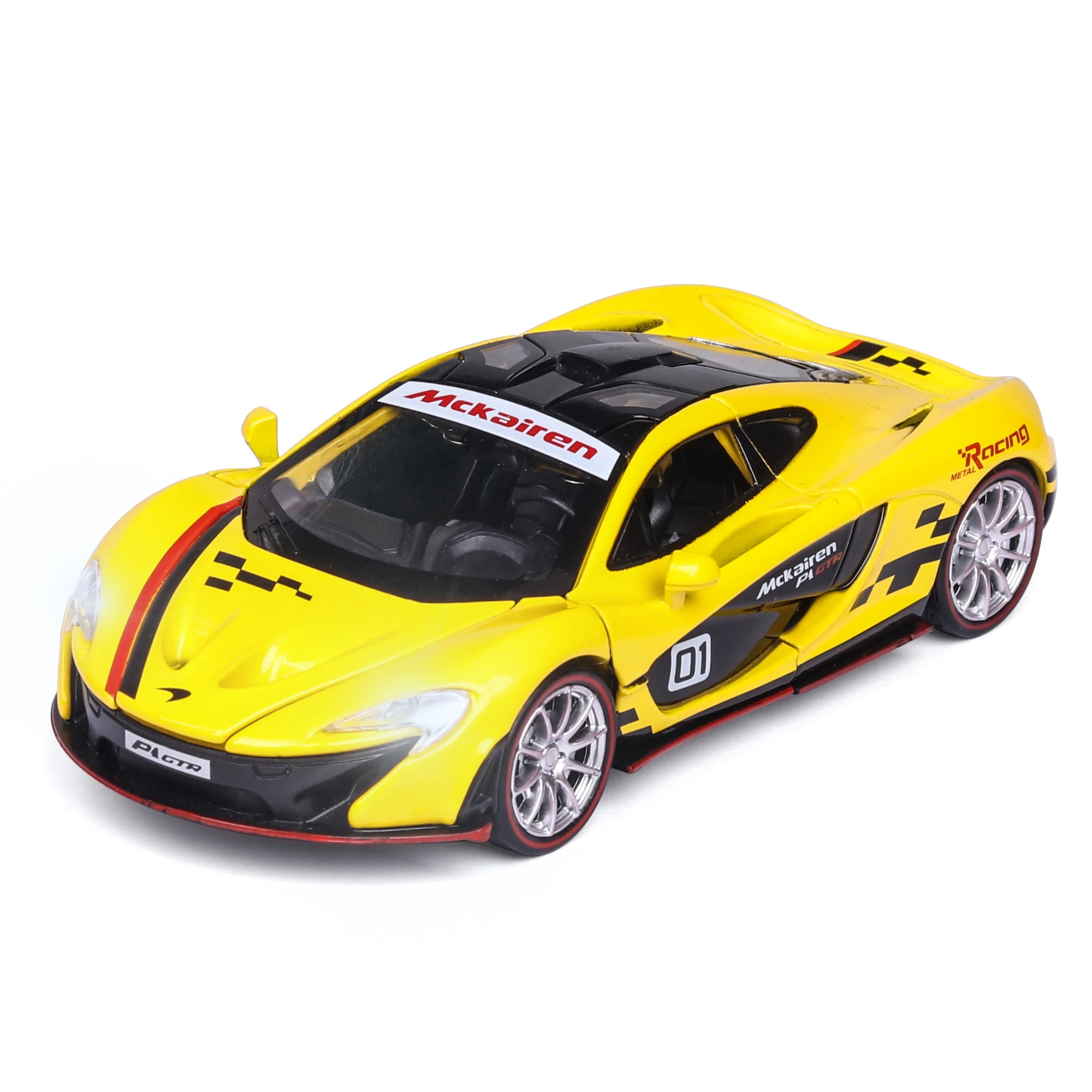 McLaren P1 GTR Diecasts y vehículos de juguete, modelo de coche con luz de sonido, coche de carreras de juguete de alta simulación, gran oferta, 1:32, nuevo