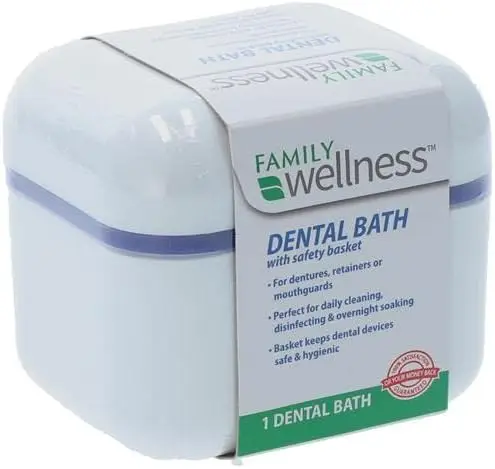 

Denture Cup with Strainer Basket for Dentures, Retainers, Mouthguards, 1 Count