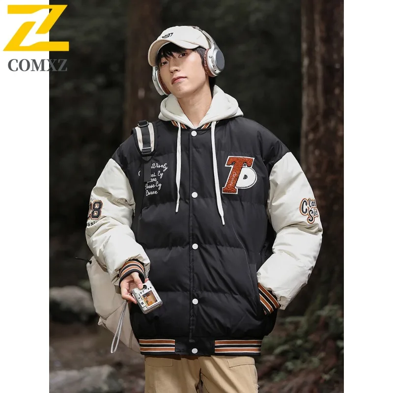 COMXZ Men Winter Jacket Hooded Design Soft Warm Camping Daily Life Fit Holiday Outing Padding Coat Windproof Winter Jackets