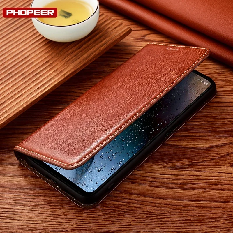 Luxury Genuine Leather Case For Xiaomi Poco M6 M2 M3 M4 M5S X3 X4 X5 X6 Pro F3 F4 F5 4G 5G GT NFC Pro Flip Wallet Phone Cover