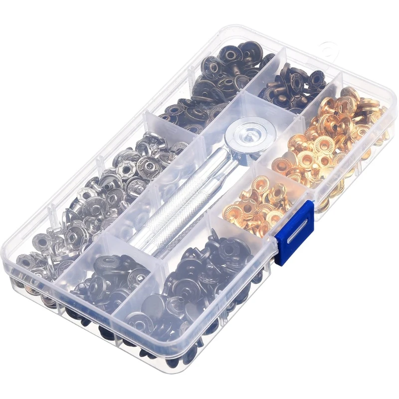 100 set 12,5 mm/0,49 pollici bottoni automatici in metallo scatti su tela per vestiti riparazioni artigianali decorazione