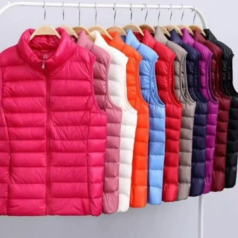 

Autumn Ultra Lightweight Portable Tank Top Sleeveless Duck Down Coat Slim Fit Standing Collar Women's Down Vest Women's Coat
