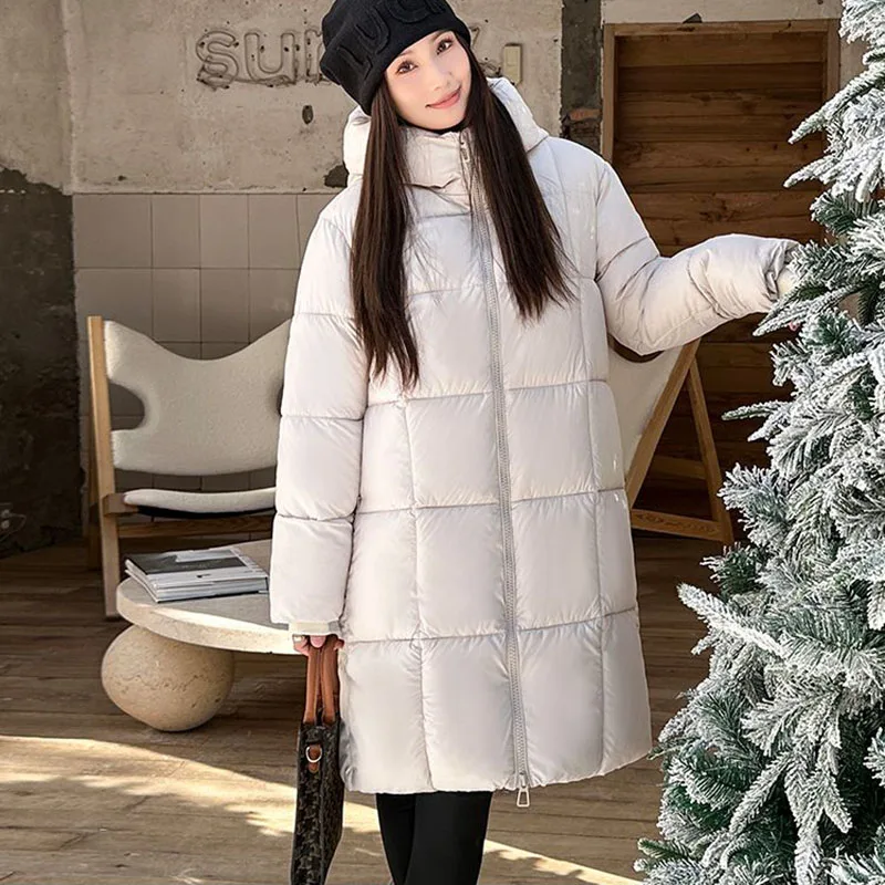 ผู้หญิงยาวลงผ้าฝ้ายCoat,หนาเสื้อแจ็คเก็ต,ลําลองHooded Parker Overcoat,แฟชั่นหญิง,ฤดูใบไม้ร่วง,ฤดูหนาว,ใหม่