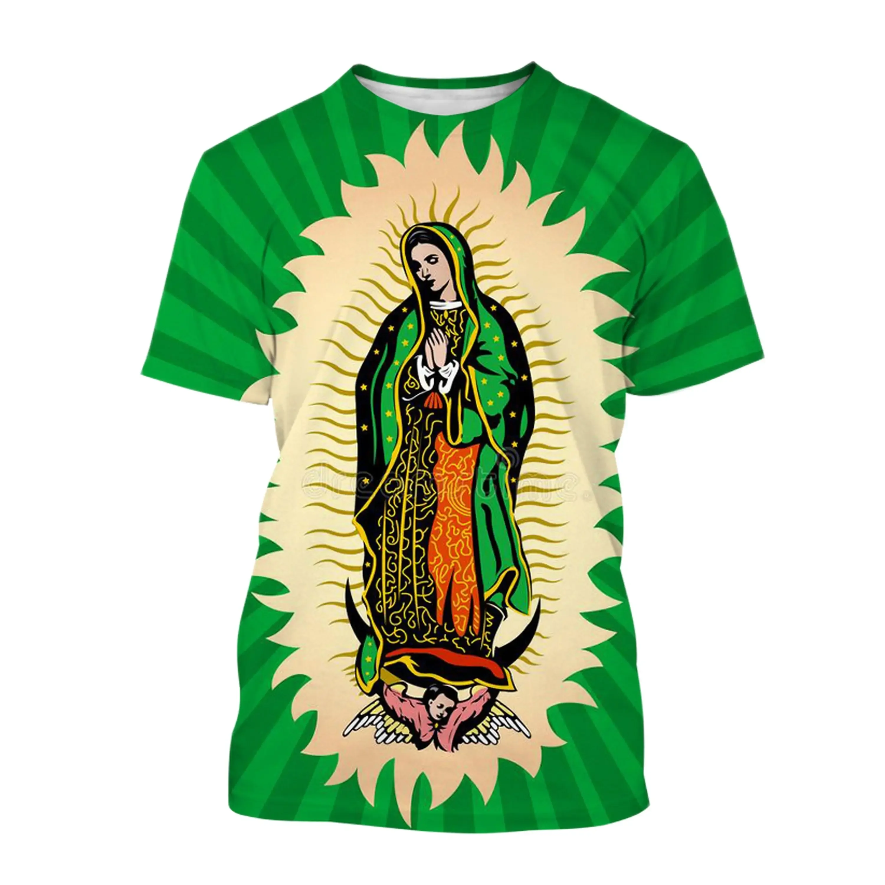 Men's and Women's T Shirt Guadalupe Virgin Mary of Mexico 3D Print Tees Unisex Casual O-neck Short Sleeve Tops Oversized T-shirt