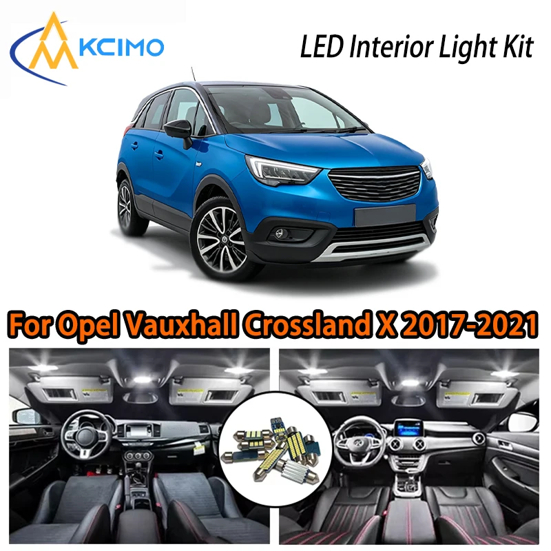 

Премиальные светодиодные внутренние светильники для Opel Vauxhall Crossland X 2017-2021, белый и ледяной синий цвета на выбор, атмосферная подсветка