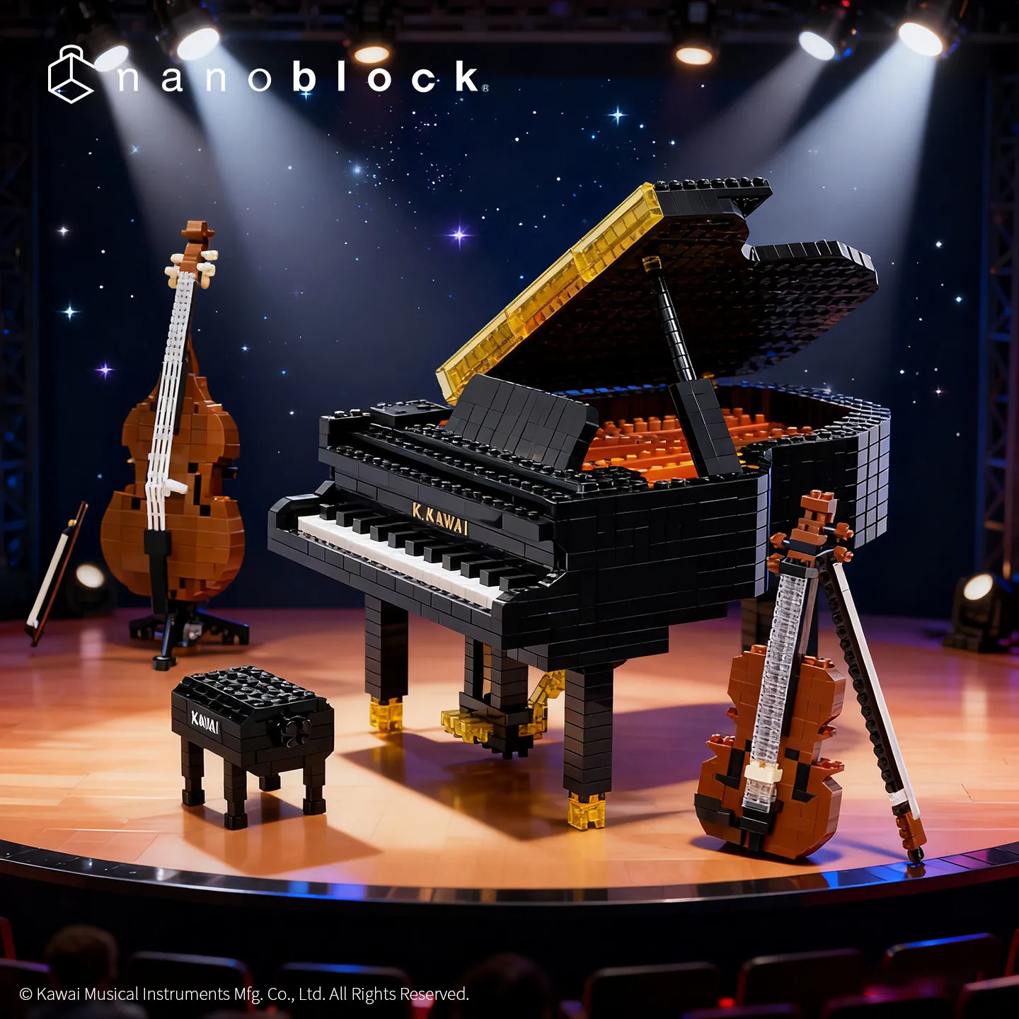

Nanoblock Micro Building Blocks Musical Instrument Genuine Collection Piano Drum Violin Diy Assembly Model Display for Fans